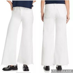 Mother Lil’ Roller Fray Wide Leg Jeans‎ Fairest Of Them All White 32 Petite